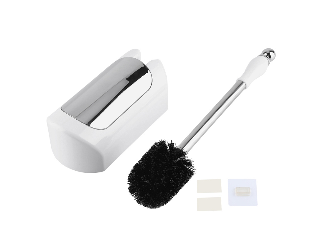 Cepillo Para Inodoro Con Soporte De Acero Inoxidable, Juego De Herramientas De Limpieza Para Baño, Hotel, Blanco