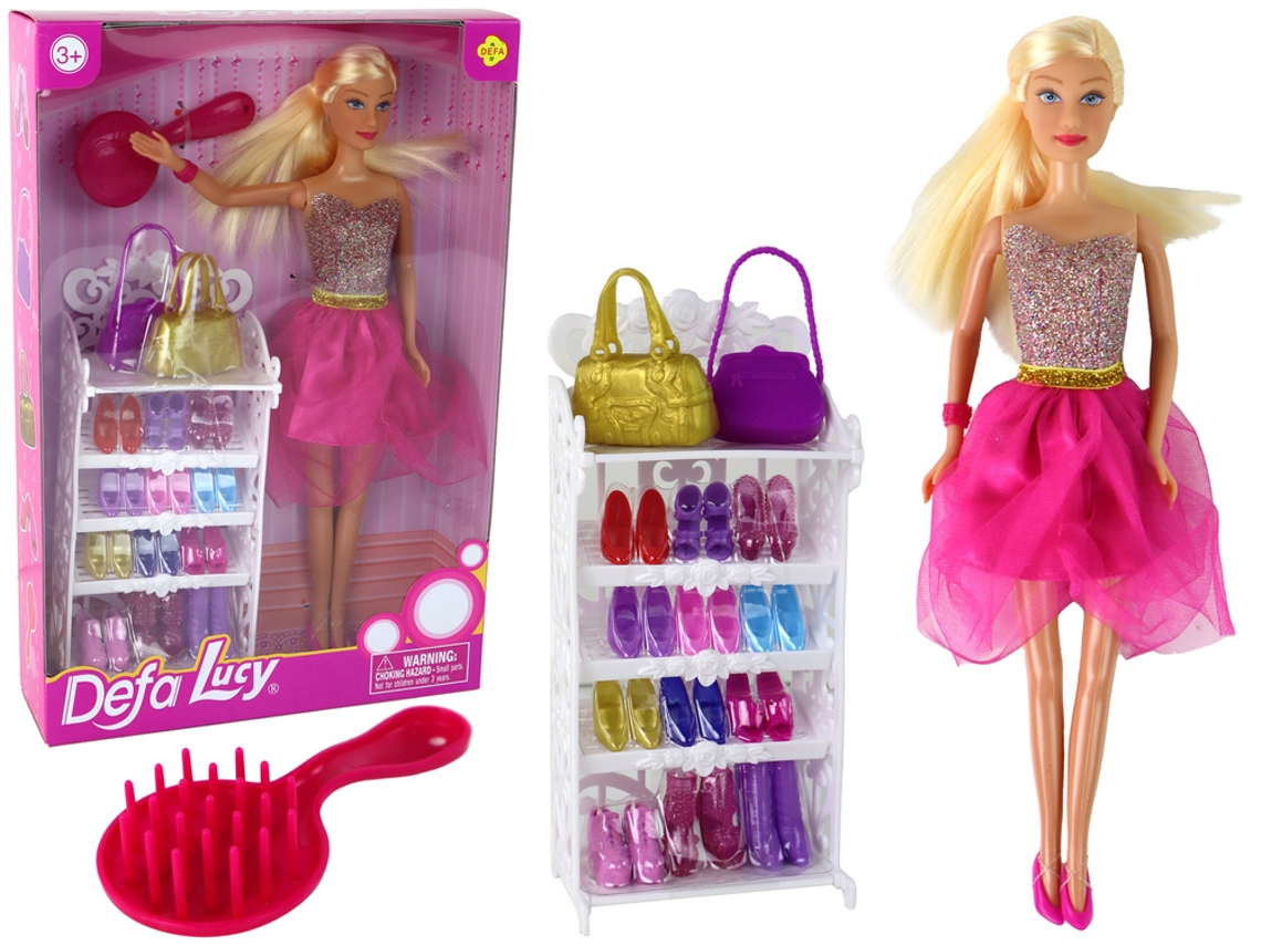 Muñeca Lucy, vestido rosa brillante, conjunto de zapatos B.active