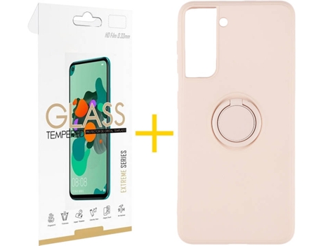 Carcasa + Protector de Pantalla para Samsung Galaxy S22 5G SKYHE Rosa Pastel