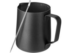 Jarra De Leche Con Caneta Para Latte Art De 350 Ml, Revestimiento Interior De Teflón Negro, Aco Inox 304, Accesorio De Barista