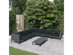 8 unidades Conjunto. Sala C/ Almofadões Vime Pe Cinzento Escuro Dkd Home Decor
