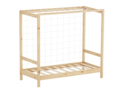 Cama infantil ML-Design 70x140 cm con portería de fútbol, de madera natural, sin colchón