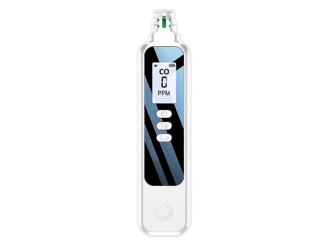 Detector portátil de monóxido de carbono con pantalla LCD y 2 pilas AAA.