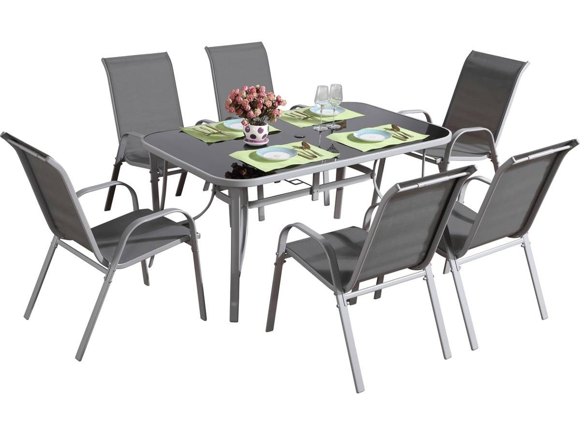 Mobiliario de Jardín en Textil ''Córdoba + Porto'' para 6 Personas Gris Claro