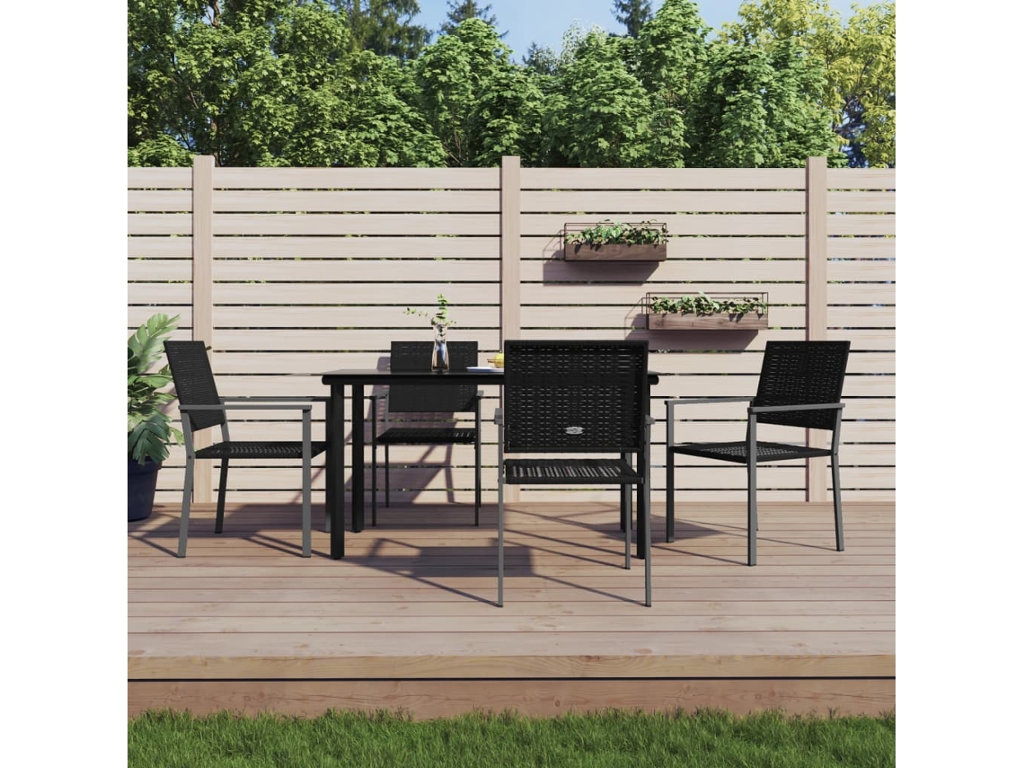 Juego de comedor de jardín de 5 piezas, mimbre, acero y decoración del hogar DKD