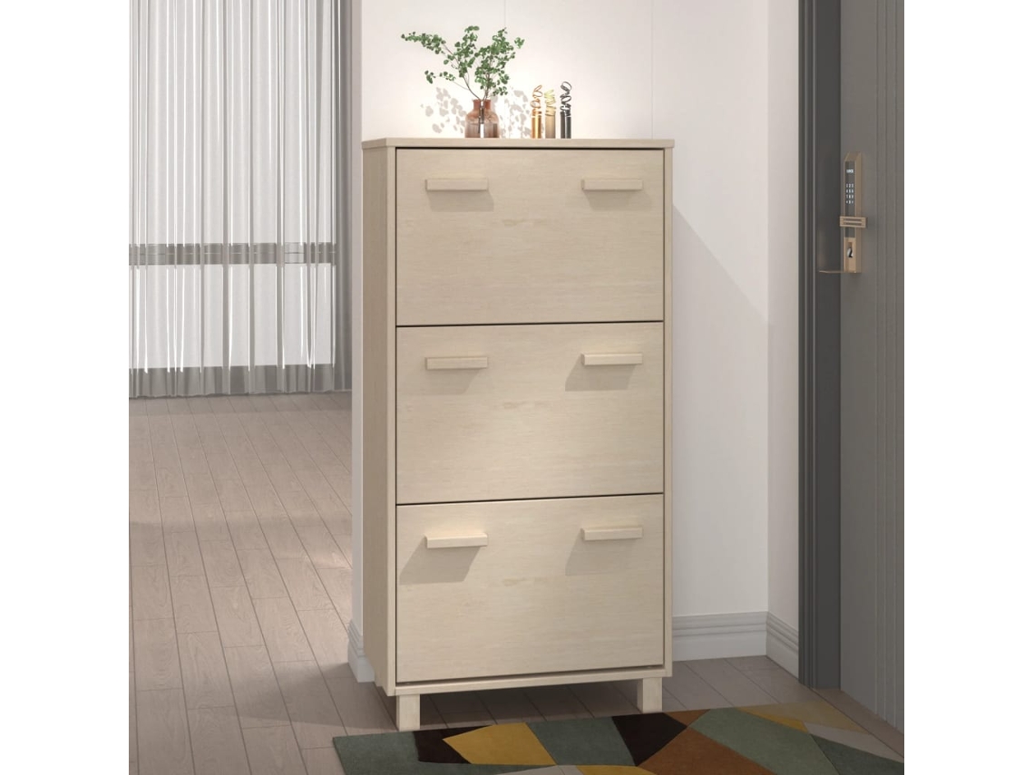 Zapatero | Armario Zapatero Hamar Madera Pino Maciza Marrón Miel 59,5x35x117 Cm