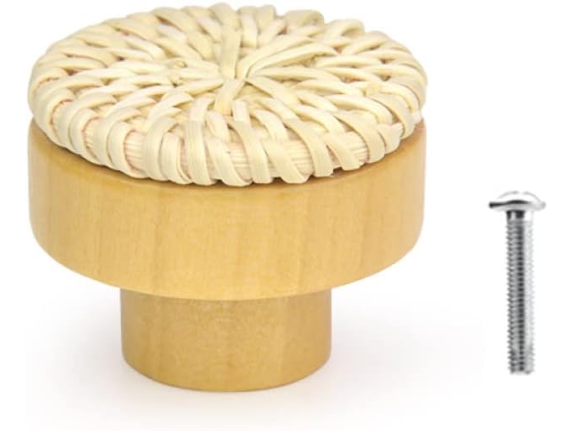 1 Tirador De Cajón De Ratán De Madera Natural Para Jóvenes