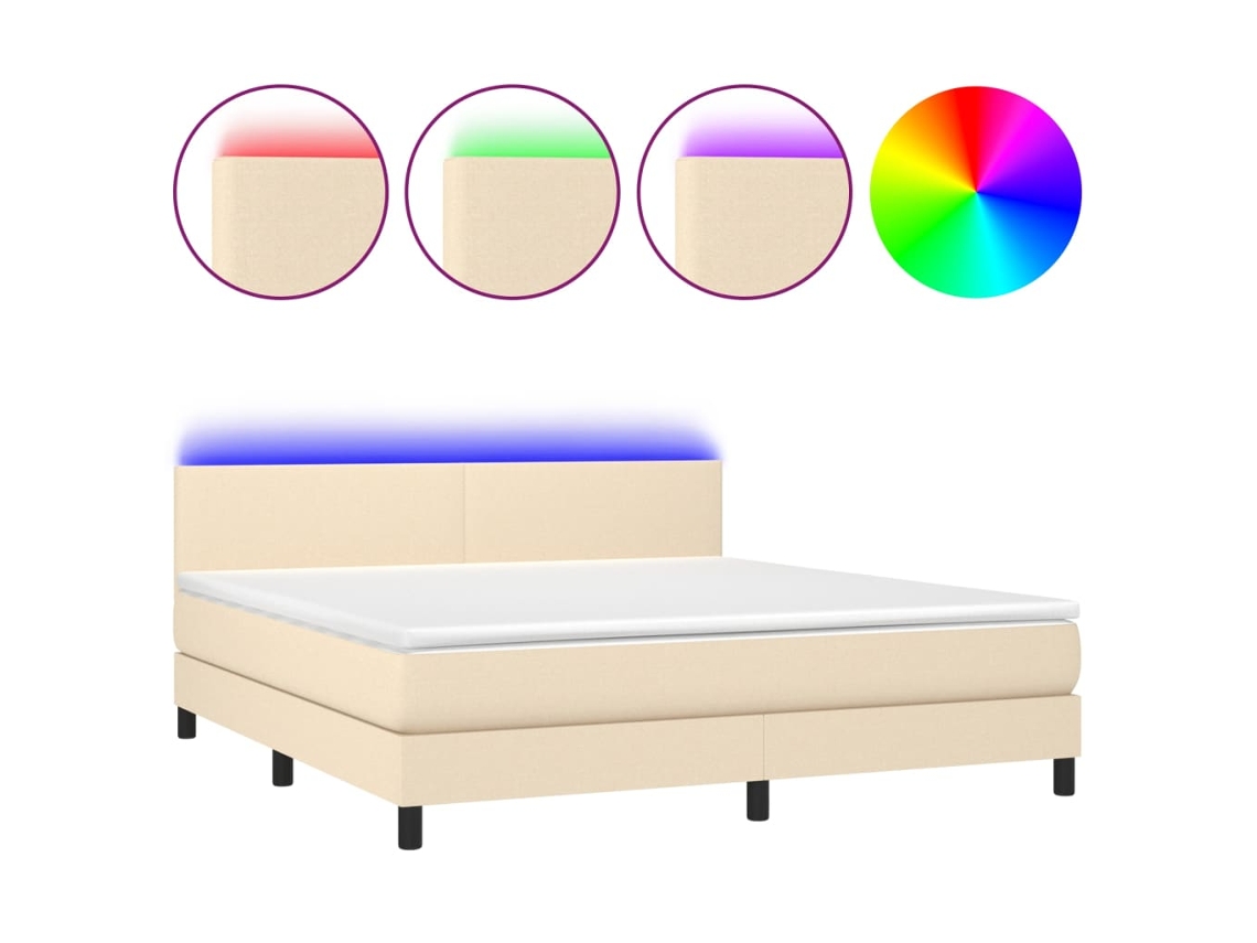 Maison Exclusive - Cama Box Spring Con Colchón Y Led Tela Crema 160x200 Cm