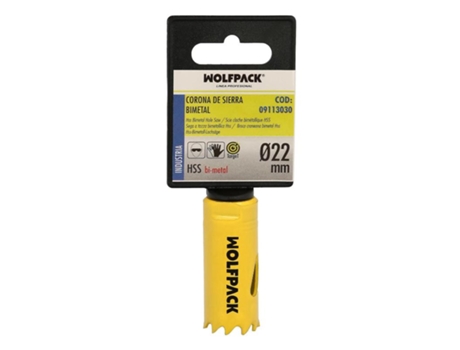 Corona Sierra Bimetal Ø 22 mm Templado Termico. Base Reforzada. Corona Madera. Broca Agujeros Madera. Acero. Hierro. Plasticos WOLFPACK LINEA PROFE...