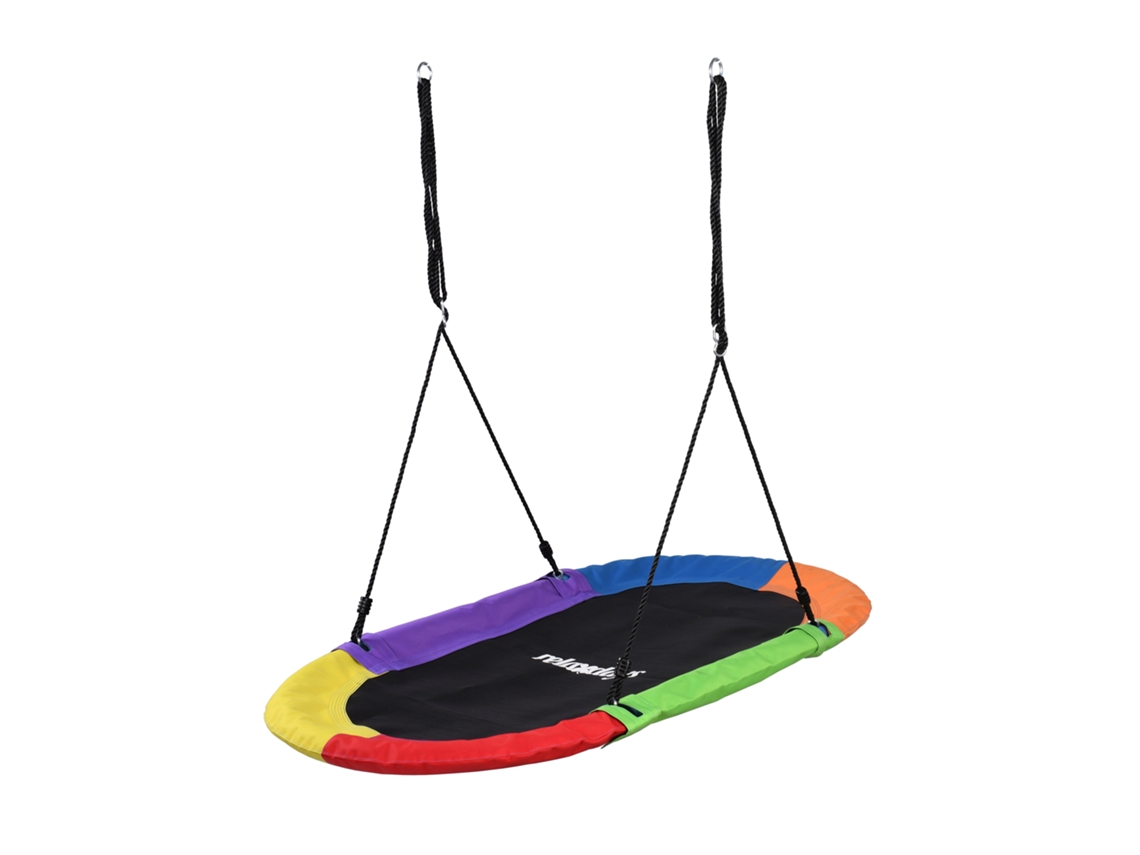 Relaxdays Columpio Nido Oval, Niños Y Adultos, 300 Kg, Xxl Para Varios Niños, 150 X 80 Cm, Multicolor