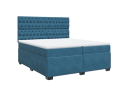 Cama Box Spring VIDAXL Azul Terciopelo (200x200 cm)