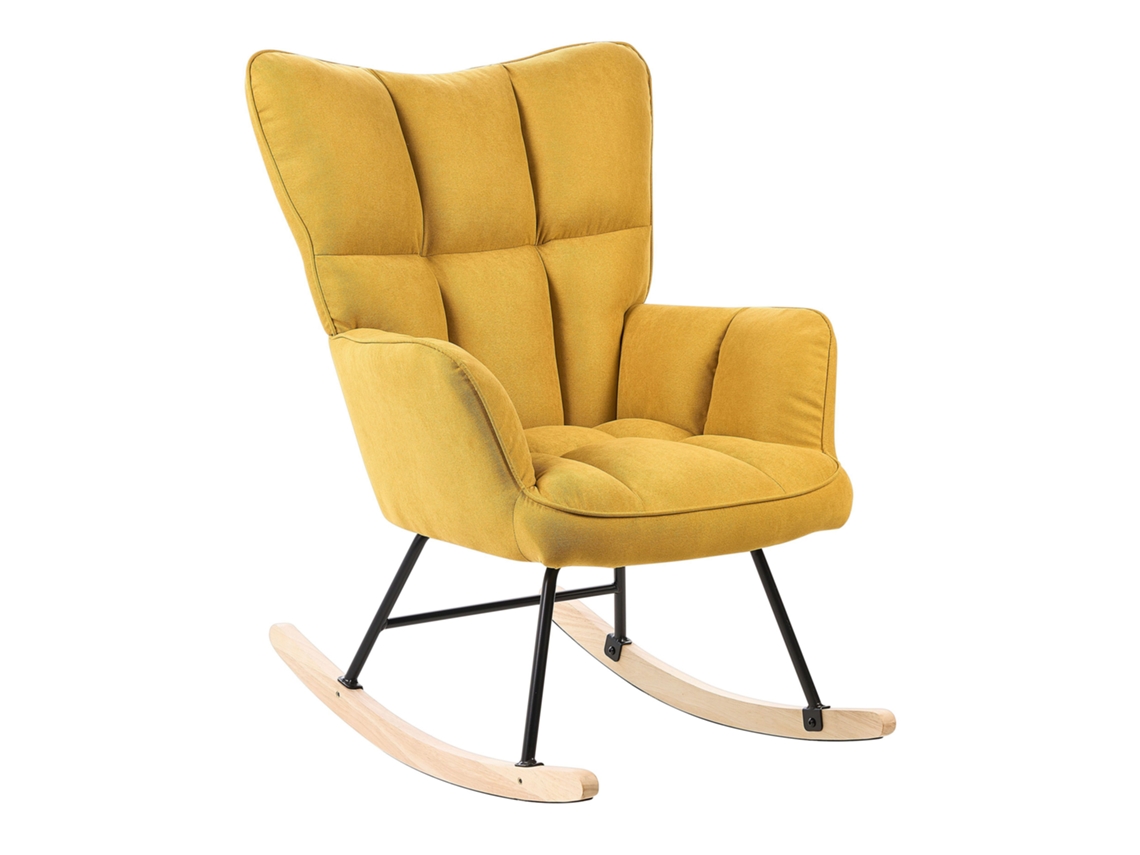 Silla mecedora BELIANI Oulu de Poliéster Amarillo 71x83x104