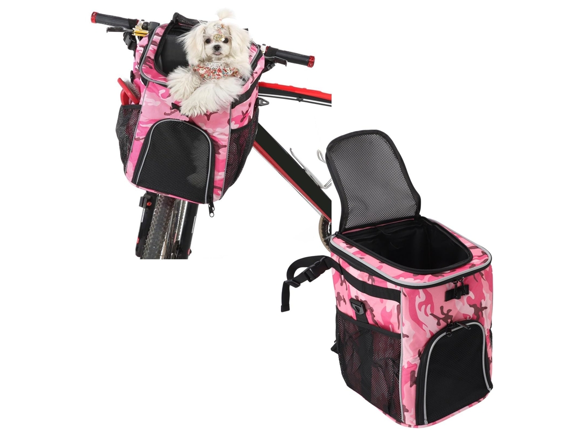 Cesta de bicicleta para perros, portabicicletas impermeable para mascotas, mochila frontal extraíble con bolsillos laterales, bolsa de viaje BISBISOUS