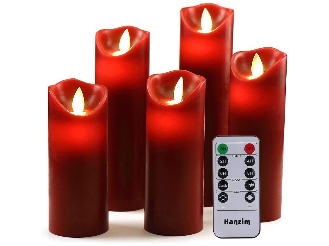 EIOORORRIY Velas Sem Chama Com Atmosfera Romântica, Casca De Plástico Fosco Vermelha Decorativa Operada Por Bateria, Evita Derretimento, Pavio Móvel Cintilante,