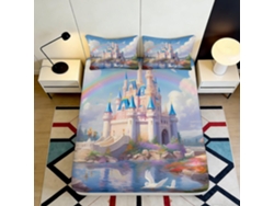 Juego de ropa de cama con estampado de castillo y microfibra. Funda de almohada de 200x25cm.