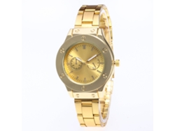 Reloj De Pulsera Analógico De Cuarzo Con Esfera Redonda (dorado)
