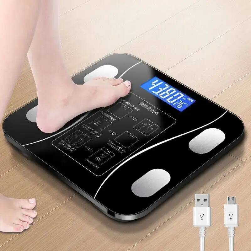 (Negro) Báscula electrónica inteligente, compatible con Bluetooth, precisión ultraalta.