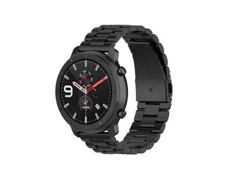 Adecuado para Samsung Gear S2 Sport/Galaxy Watch Active 2 20 mm Hebilla de mariposa 3 cuentas Correa de reloj de metal de acero inoxidable (negro)