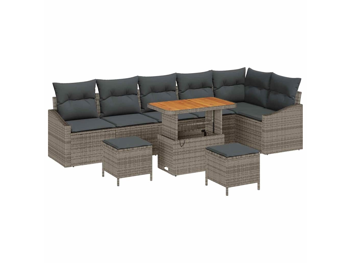 Maison Exclusive - Conjunto De Sofás De Jardín Con Cojín 9 Pcs Gris Poliratán