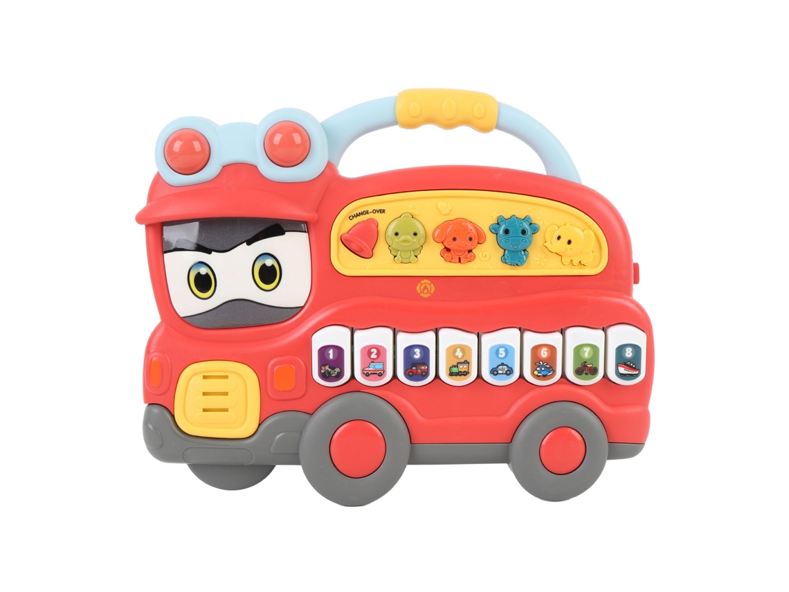 Ats-piano Electrónico Musical Niño Forma Camión De Bomberos Con Luces Y Música Juguete Instrumento Infantil Para Jardín De Infantes