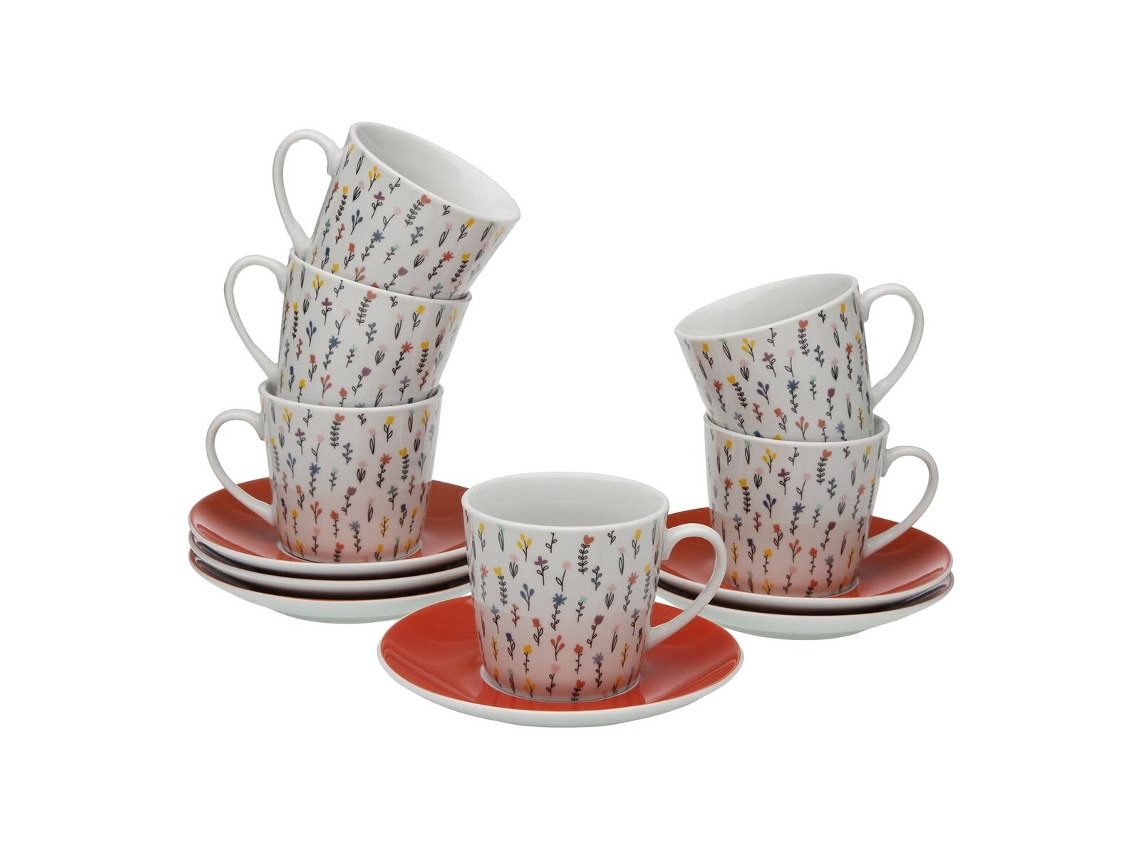 Juego de 6 tazas y platillo Versa Blume (porcelana multicolor)