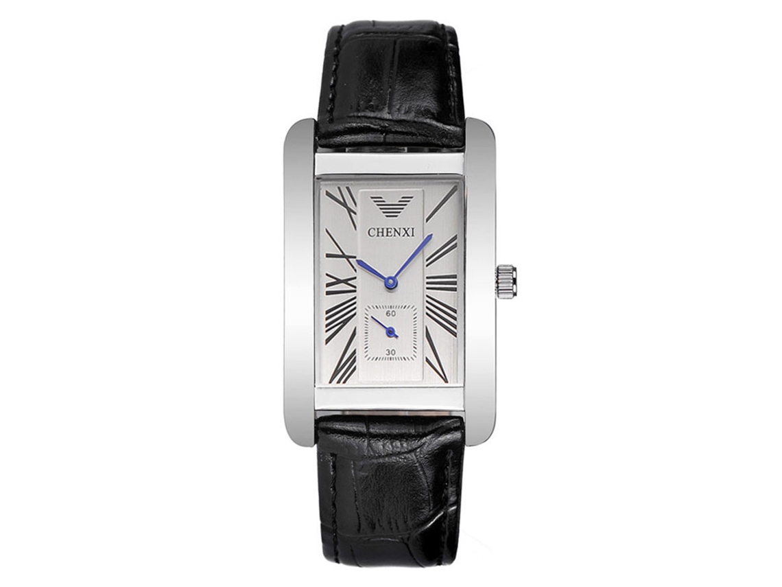 Reloj De Pulsera De Cuarzo Para Hombre De Estilo Casual Con Correa Rectangular De Piel Sintética Blanca.