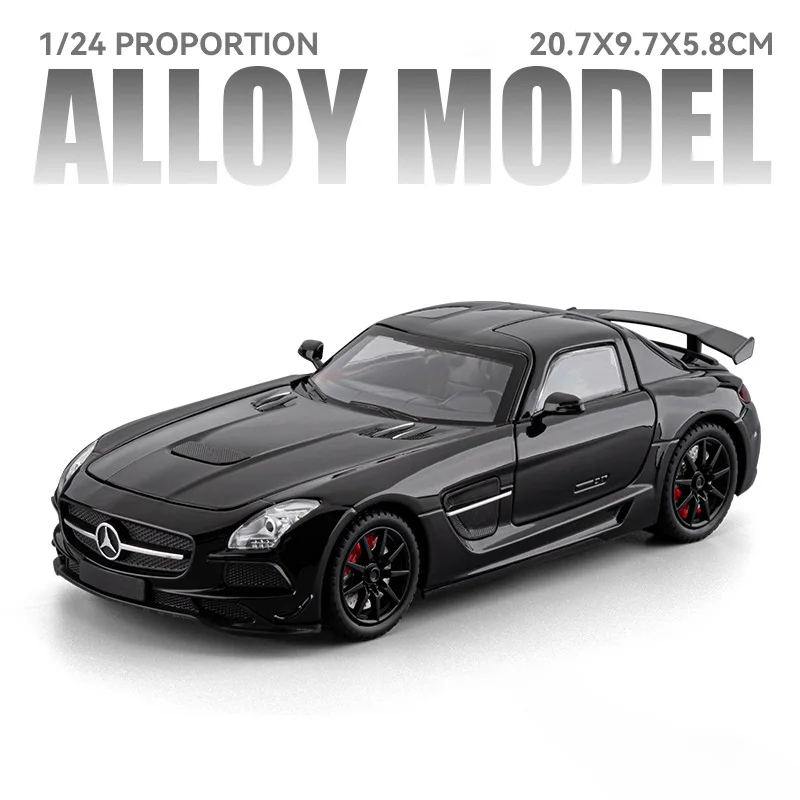 (negro) Coche De Juguete De Metal Fundido A Presión A Escala 1:24, Superdeportivo, Con Efectos De Sonido Y Luz.