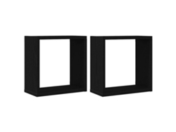Maison Exclusive - Estantes Cubo De Pared 2 Uds Madera Roble Negro 30x15x30 Cm