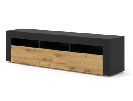 Mueble de TV AKL FURNITURE PRIVATE Moreno (Negro y Roble Claro - Madera de ingeniería - 160x35x43 cm)