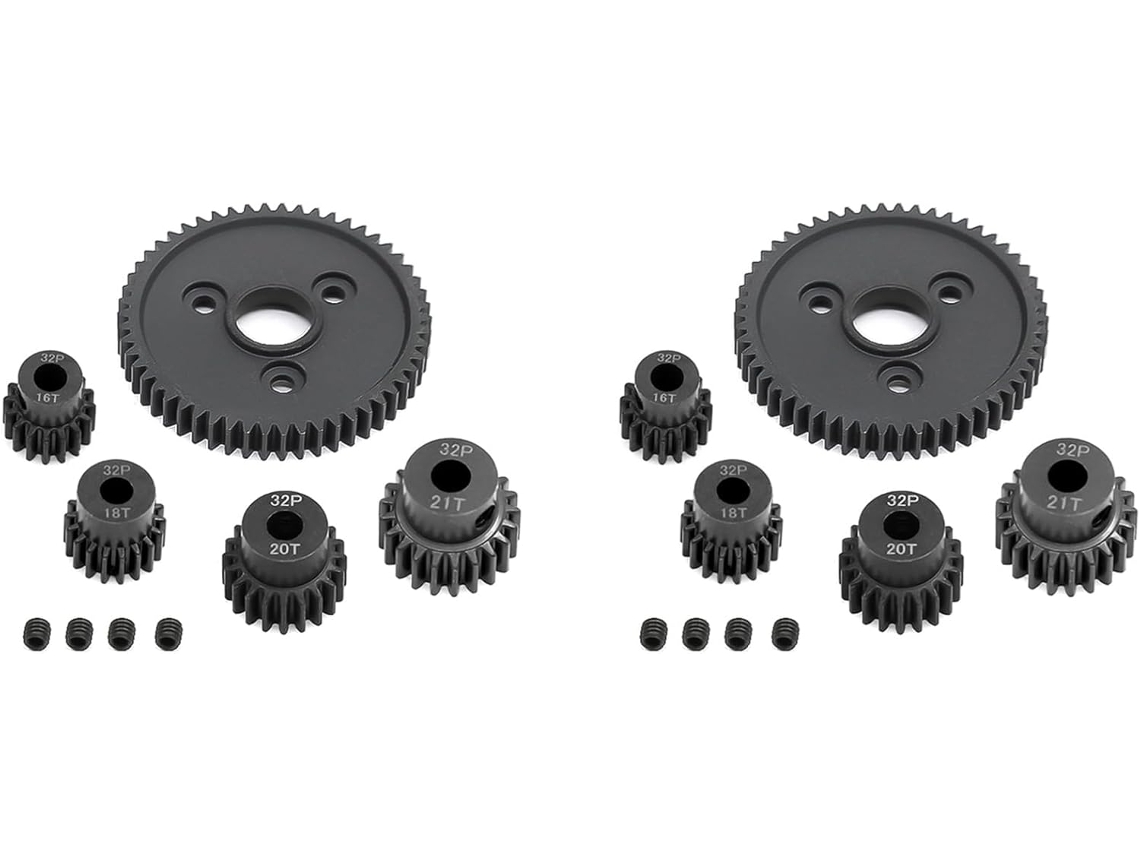 2x Engranaje Recto Metálico 54t 0.8 32p 3956 Con Piñones 16t 18t 20t 21t Para 1/10 Slash Stampede