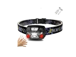 Linterna frontal LED con zoom, 5 modos, batería externa, cargador USB, para camping y caza, color negro Yunzii