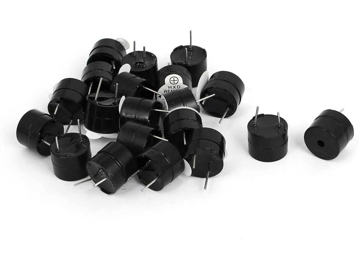 Zumbador cilíndrico de tono continuo, 2 terminales, 12 V CC para electrónica industrial, negro, 20 unidades CHABERLU