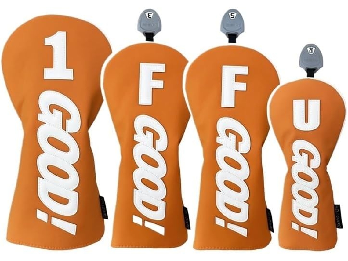 Funda protectora para la cabeza del palo de golf, de PU, impermeable, híbrida, naranja, sin marca.