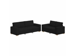 Maison Exclusive - Juego De Sofás Con Cojines 2 Piezas Tela Negro