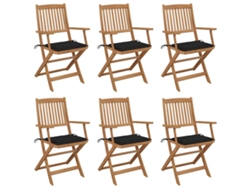 Sillas de jardín plegables de 6 piezas con cojines DKD Home Decor