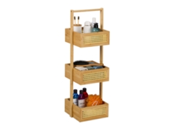 Relaxdays Prateleira De Banho, 3 Prateleiras Em Rattan, 83 X 27 X 26 Cm, Prateleira Para Banheiro E Cozinha, Bambu, Mdf