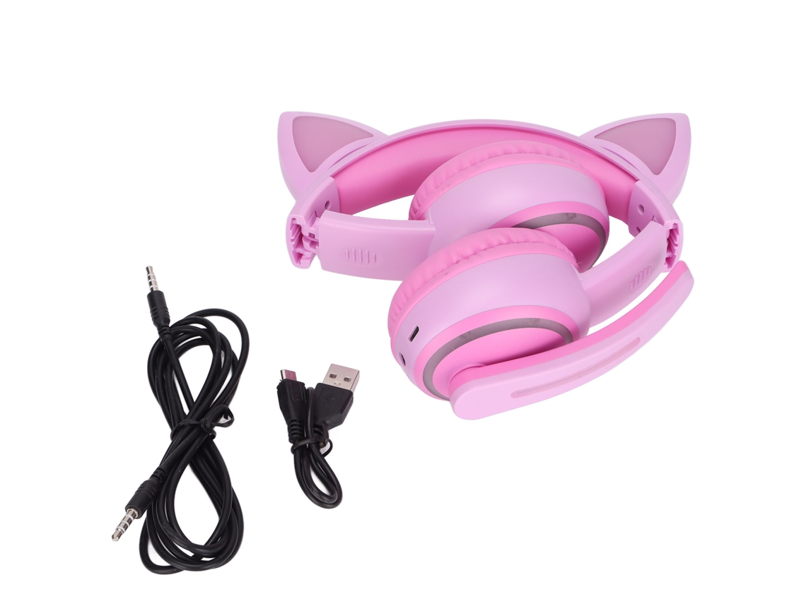 Auriculares Bluetooth Multifuncionales Plegables Con Orejas De Gato Para Niñas, Ideales Estudiar,
