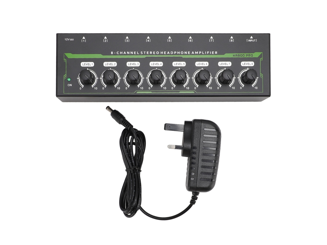 Amplificador De Auriculares De 8 Canales Con Control De Volumen E Iluminación Estéreo Rgb, Conector De 6,35 Mm (gb)