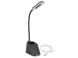 Lámpara De Escritorio Led 3 En 1 Con Carga Inalámbrica Y Portaminas, Antiparpadeo Para Dormitorio, Estudio, Oficina - Negro