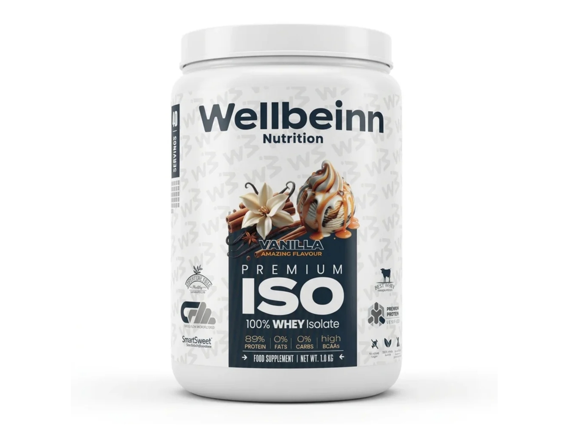 Proteína de Wellbeinn 100% aislada de suero (vainilla/1 kg)