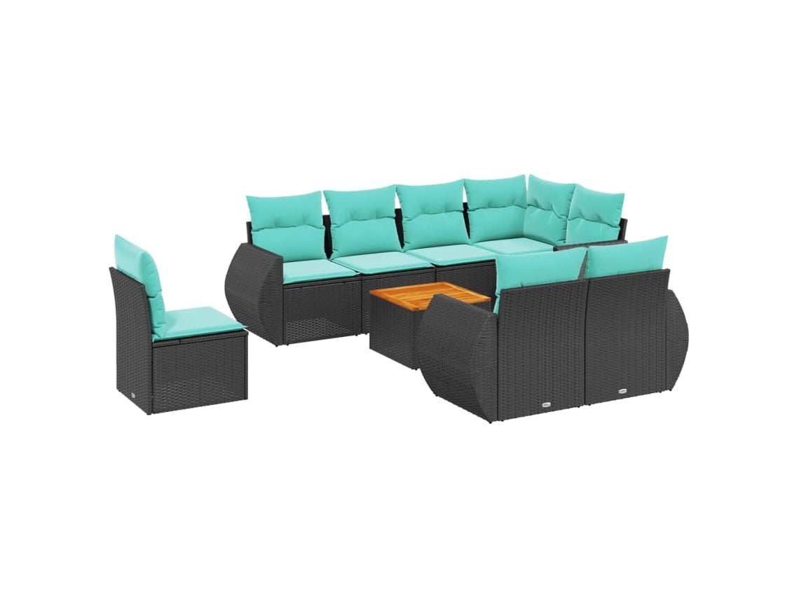 Maison Exclusive - Conjunto De Sofá De Jardín De 9 Piezas Con Cojines, De Poliratán Negro