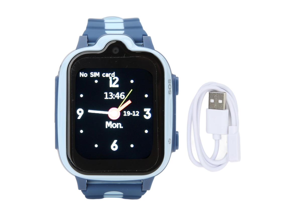 Reloj inteligente infantil con GPS 4G, pantalla táctil, color azul y resistente al agua.