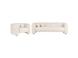 BELIANI Leiren Conjunto de Salón de Diseño Clásico en Terciopelo Blanco 224X83X73