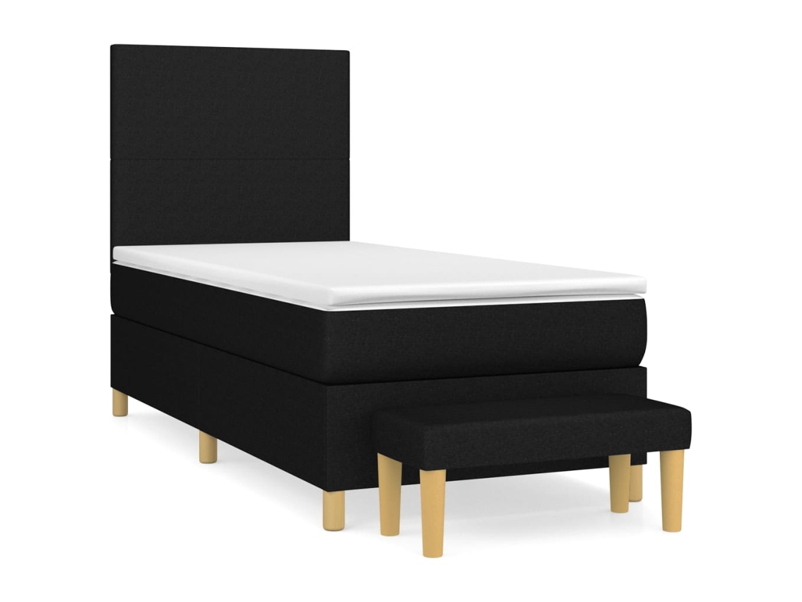 Maison Exclusive - Cama Box Spring Con Colchón Tela Negro 90x190 Cm