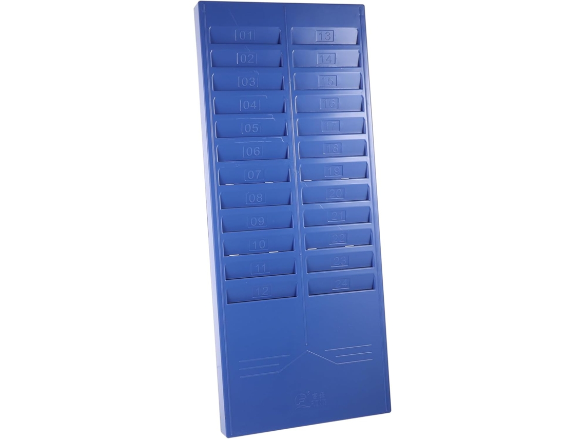 Soporte De Pared Azul Para Tarjetas De Pp Para Control De Asistencia, Práctico Y Reutilizable.