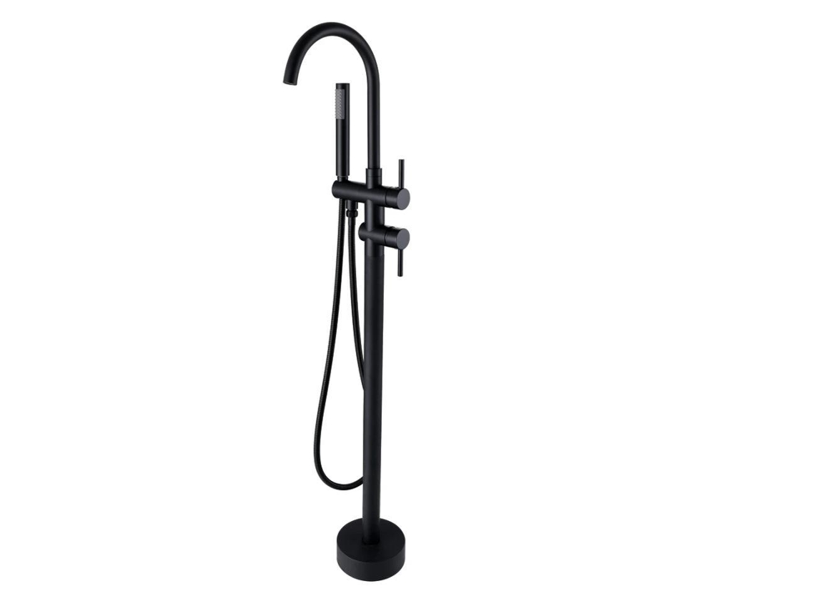 Grifo De Suelo Para Bañera 007 En Latón Negro, Colección Céphise