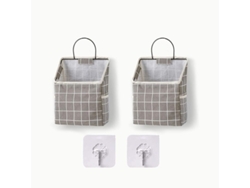 2026-linjou 2 Bolsas De Almacenamiento Colgantes Para Pared, Almacenaje En Armario Gris Cuadros