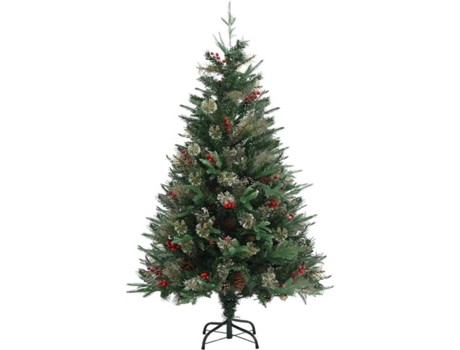 vidaXL Árbol de Navidad con piñas verde PVC y PE 120 cm