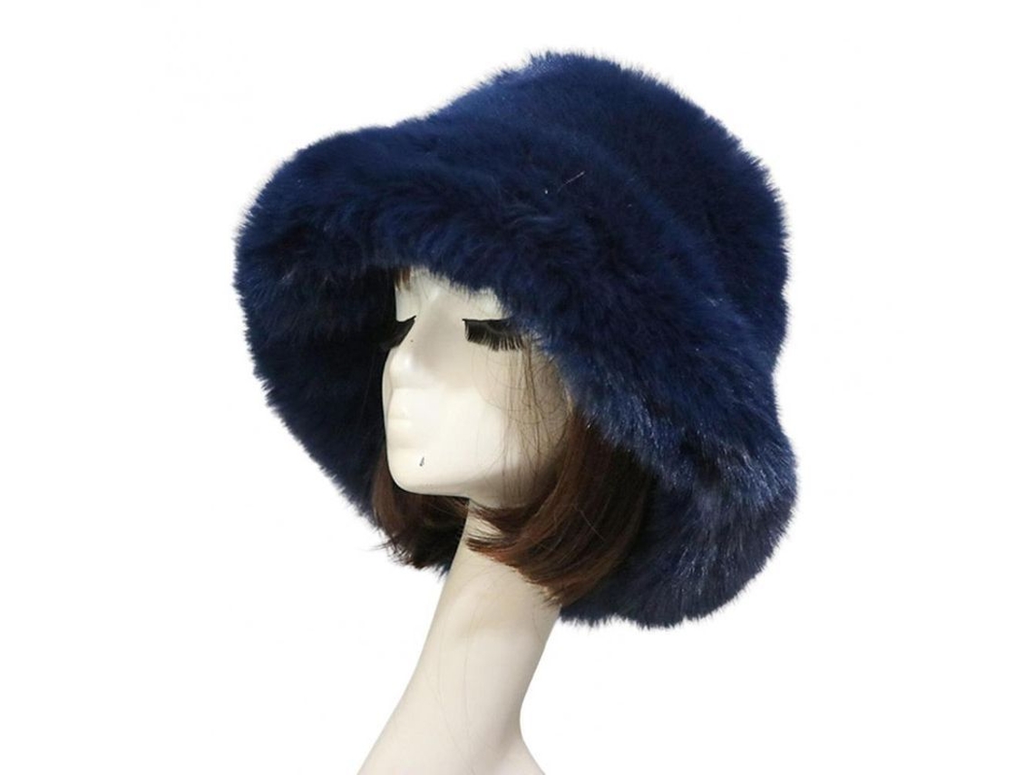 2026-gorro De Pescador Para Mujer Invierno Con Pelo Falso Grueso Amplio Suave Calientito Protector De Orejas 56-62cm Azul Marino