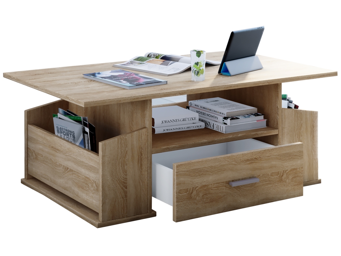 Mesa de sofá Junata, mesa de centro, cajón Vcm